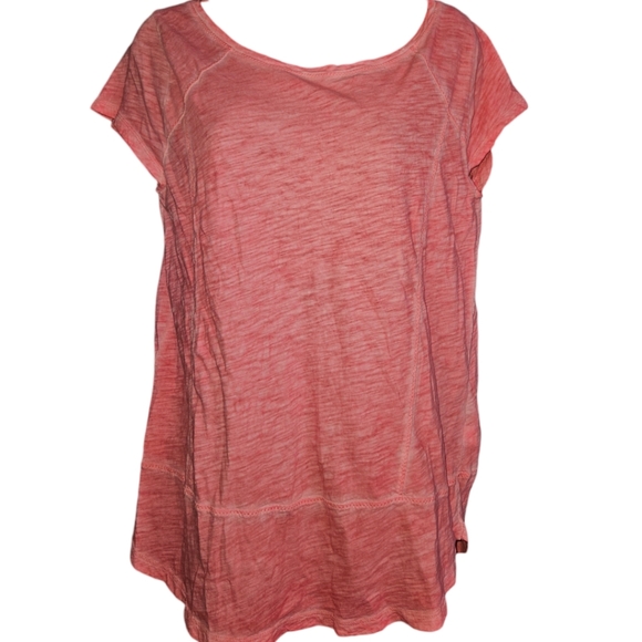 DKNY Jeans Distressed Printed Short Sleeve Top - Picture 1 of 2